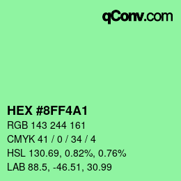 カラーコード: HEX #8FF4A1 | qconv.com