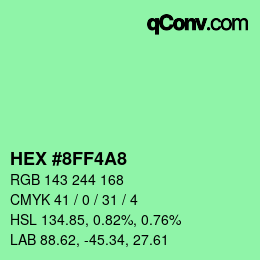 Color code: HEX #8FF4A8 | qconv.com