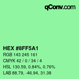 Color code: HEX #8FF5A1 | qconv.com