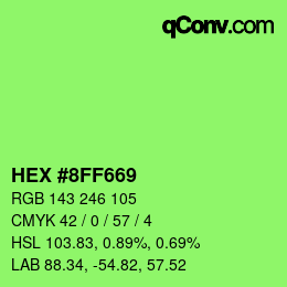 Color code: HEX #8FF669 | qconv.com