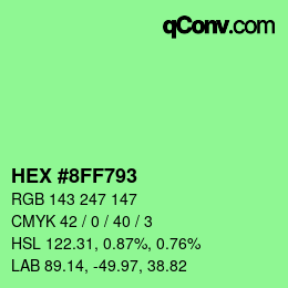 Color code: HEX #8FF793 | qconv.com