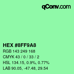 Color code: HEX #8FF9A8 | qconv.com