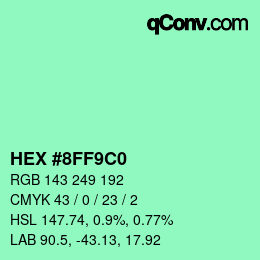 Color code: HEX #8FF9C0 | qconv.com