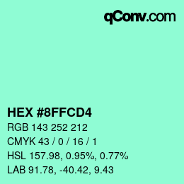 カラーコード: HEX #8FFCD4 | qconv.com
