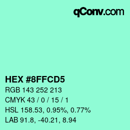 颜色代码: HEX #8FFCD5 | qconv.com