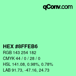 カラーコード: HEX #8FFEB6 | qconv.com