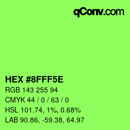 Farbcode: HEX #8FFF5E | qconv.com