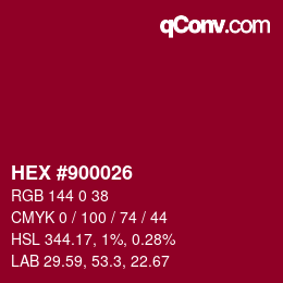 颜色代码: HEX #900026 | qconv.com
