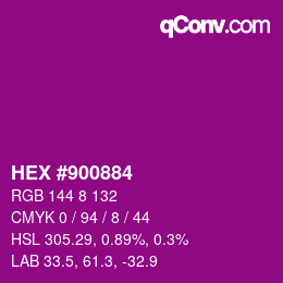 颜色代码: HEX #900884 | qconv.com