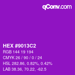 カラーコード: HEX #9013C2 | qconv.com