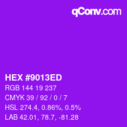 Color code: HEX #9013ED | qconv.com