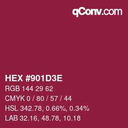 Color code: HEX #901D3E | qconv.com