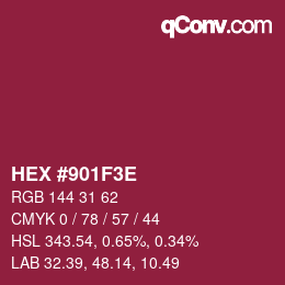 Color code: HEX #901F3E | qconv.com