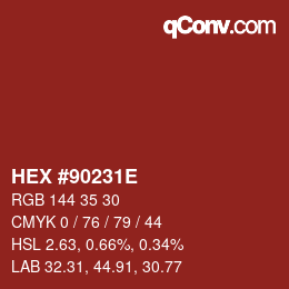 Color code: HEX #90231E | qconv.com