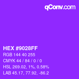カラーコード: HEX #9028FF | qconv.com