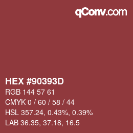 カラーコード: HEX #90393D | qconv.com