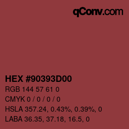 颜色代码: HEX #90393D00 | qconv.com