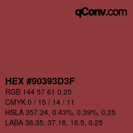 Code couleur: HEX #90393D3F | qconv.com