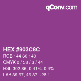 Color code: HEX #903C8C | qconv.com