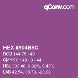 Color code: HEX #904B8C | qconv.com