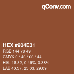 Color code: HEX #904E31 | qconv.com