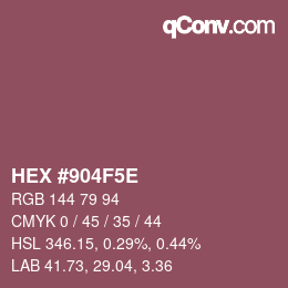 Color code: HEX #904F5E | qconv.com