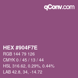 Color code: HEX #904F7E | qconv.com