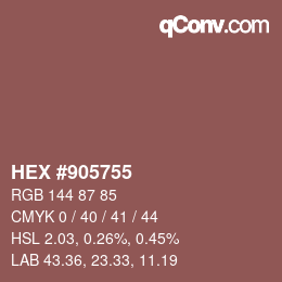 Farbcode: HEX #905755 | qconv.com