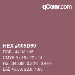 カラーコード: HEX #905D69 | qconv.com