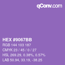Color code: HEX #9067BB | qconv.com