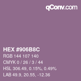 Color code: HEX #906B8C | qconv.com