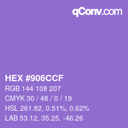 Color code: HEX #906CCF | qconv.com