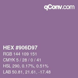 Color code: HEX #906D97 | qconv.com