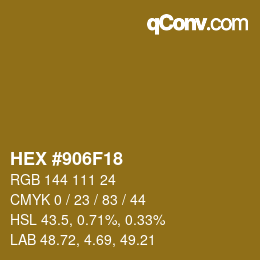 Color code: HEX #906F18 | qconv.com