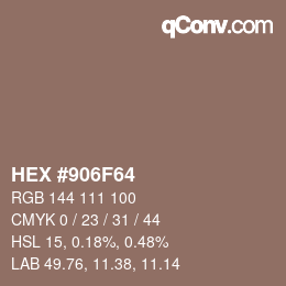Color code: HEX #906F64 | qconv.com