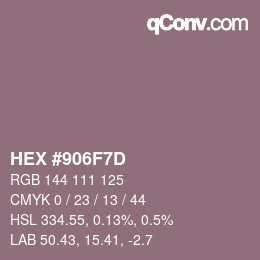 Color code: HEX #906F7D | qconv.com