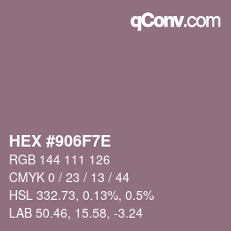 Color code: HEX #906F7E | qconv.com