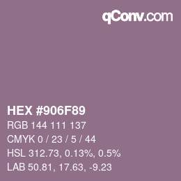 颜色代码: HEX #906F89 | qconv.com