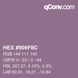 Color code: HEX #906F8C | qconv.com