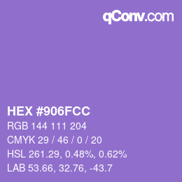 Color code: HEX #906FCC | qconv.com