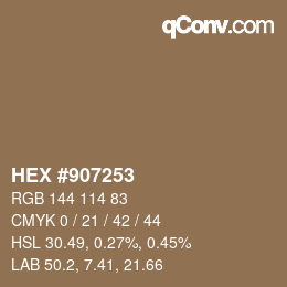 Código de color: HEX #907253 | qconv.com