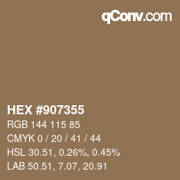 Código de color: HEX #907355 | qconv.com
