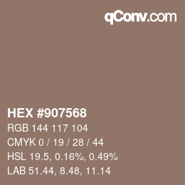 Color code: HEX #907568 | qconv.com