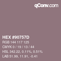 Color code: HEX #90757D | qconv.com