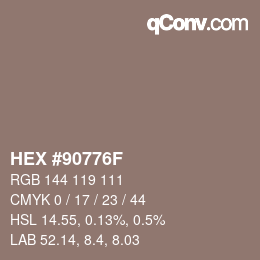 Farbcode: HEX #90776F | qconv.com