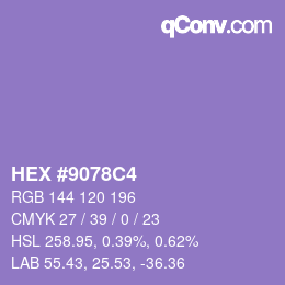颜色代码: HEX #9078C4 | qconv.com