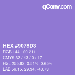 Color code: HEX #9078D3 | qconv.com