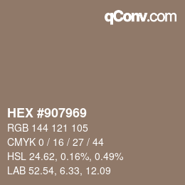 Color code: HEX #907969 | qconv.com