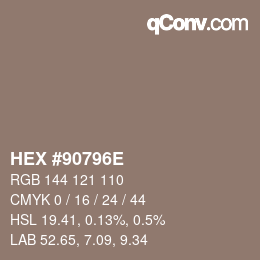 Color code: HEX #90796E | qconv.com