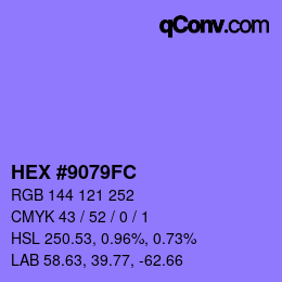 Color code: HEX #9079FC | qconv.com